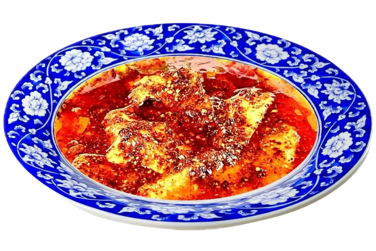 Vegee-Green-Chinese-Restaurant-Mapo-Tofu(Red-oil)-MissouriCity Tofu in spicy and savory sauce at Vegee Green,a Chinese Restaurant in Missouri City.